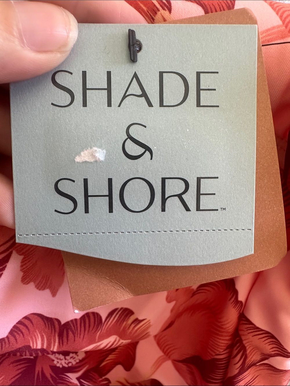 Shade & Shore Pink Floral Beach Cover-Up with Rust Accents